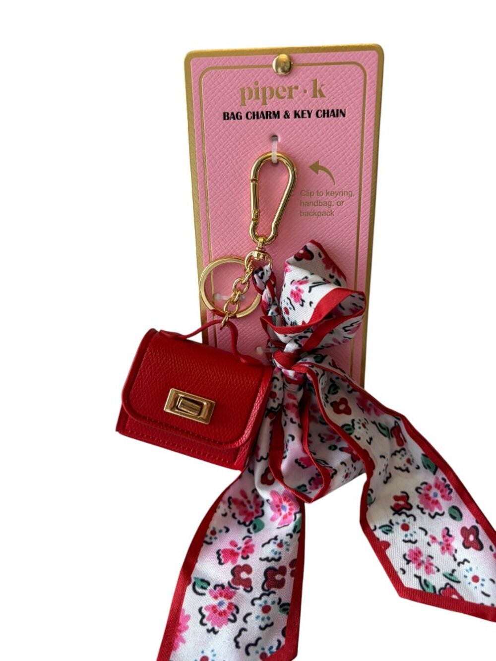 Piper K Red Handbag & Satin Scarf Bag Charm